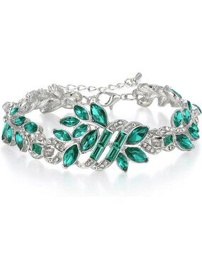 Green Bracelet Cubic Zirconia Bracelet Crystal Elegant Tennis Bracelet
